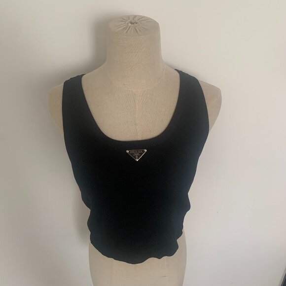 Prada Ribbed Knit Jersey Tank Top - Picture 1 of 7
